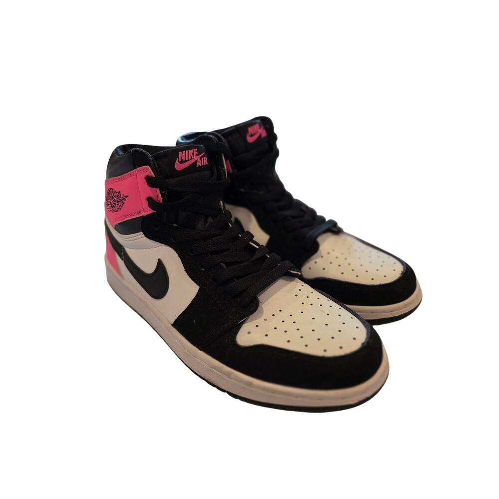 Nike Air Jordan 1 Retro Sneakers Basketball Shoes Size 7Y High Black Pink White